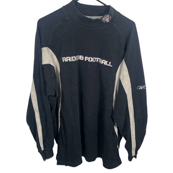 Vtg 90s Oakland Raiders Reebok Mock Neck Sweatshirt Mens XL NFL Team Apparel - Picture 1 of 7